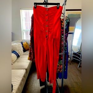Strapless, belted romper, red, never worn